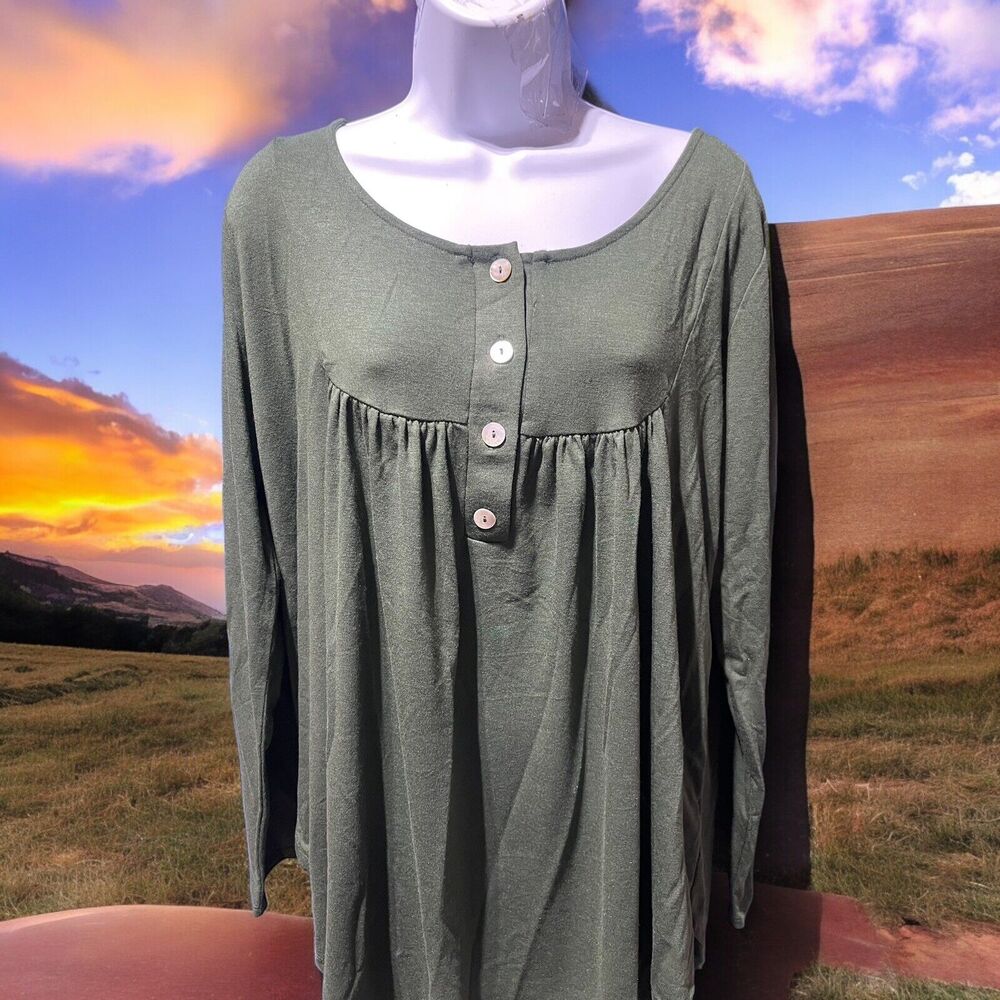 Zenana Women Green Long Sleeve Blouse L